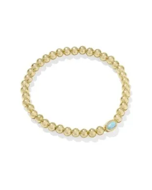 Mini Elaina Stretch Bracelet in Gold Light Teal Kyocera Opal
