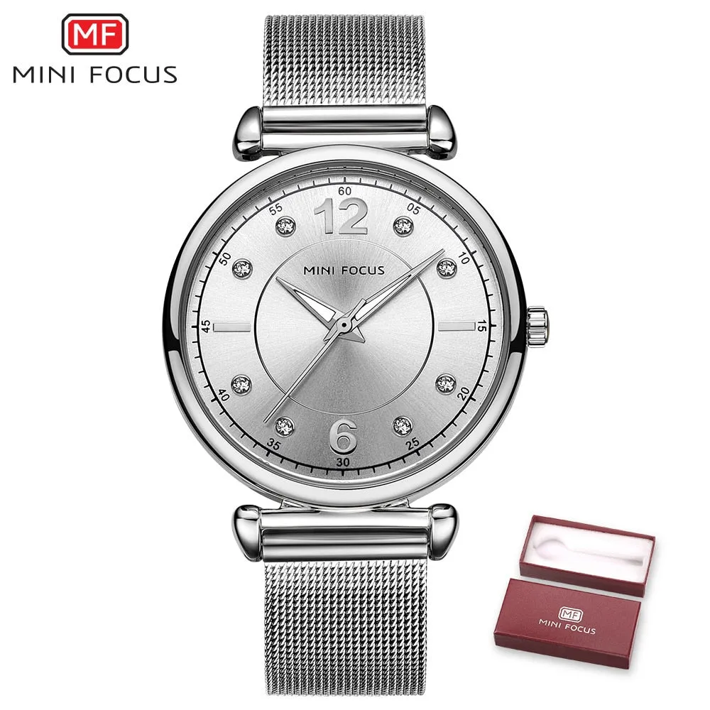 MINI FOCUS Brand Fashion Wristwatches Women Stainless Steel Band Womens Dress Watches Ladies Quartz-Watch Relogio Feminino Clock