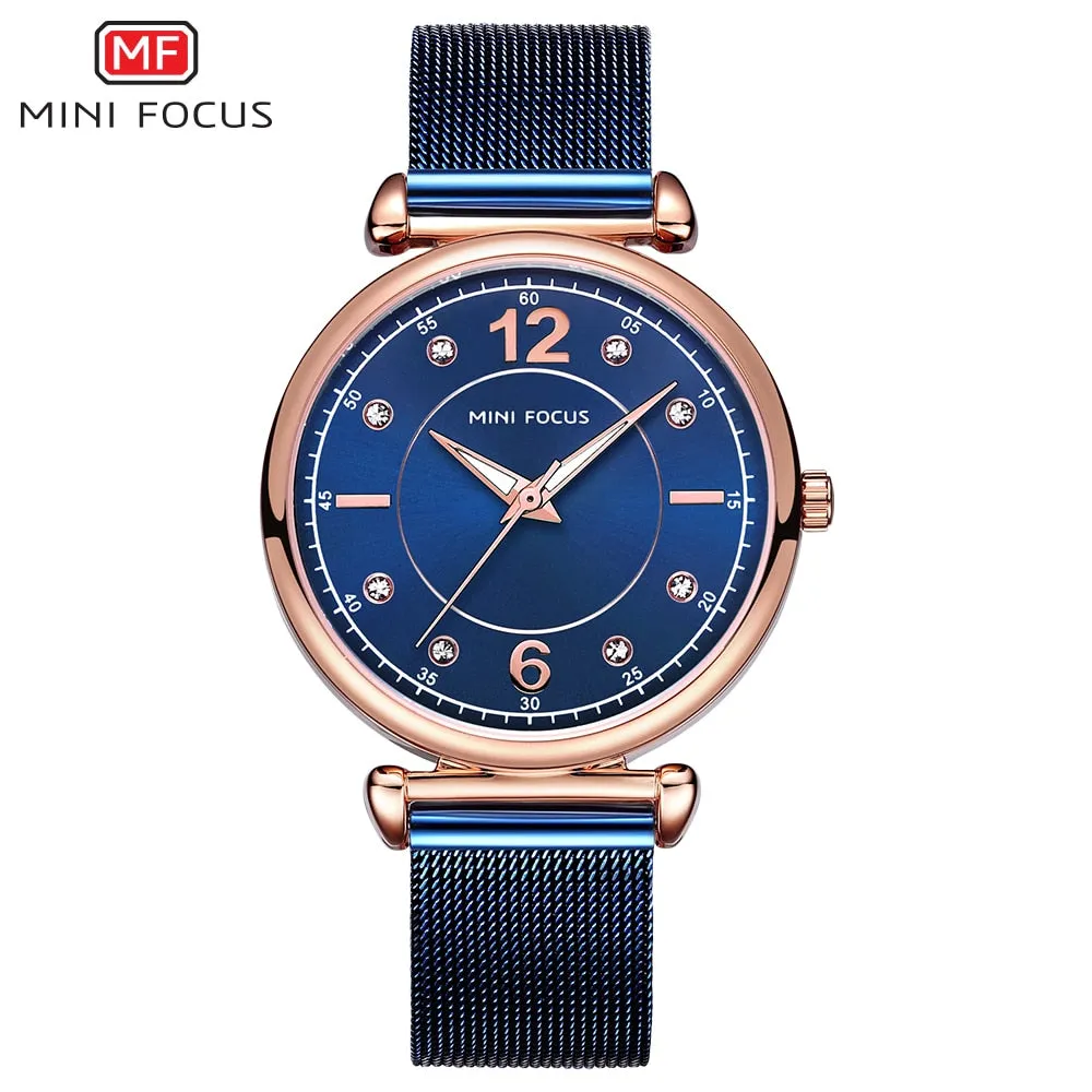 MINI FOCUS Brand Fashion Wristwatches Women Stainless Steel Band Womens Dress Watches Ladies Quartz-Watch Relogio Feminino Clock