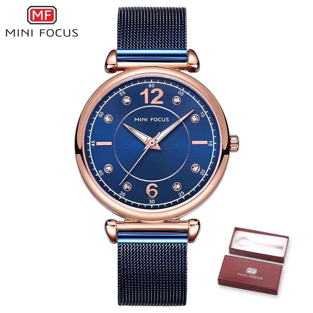 MINI FOCUS Brand Fashion Wristwatches Women Stainless Steel Band Womens Dress Watches Ladies Quartz-Watch Relogio Feminino Clock