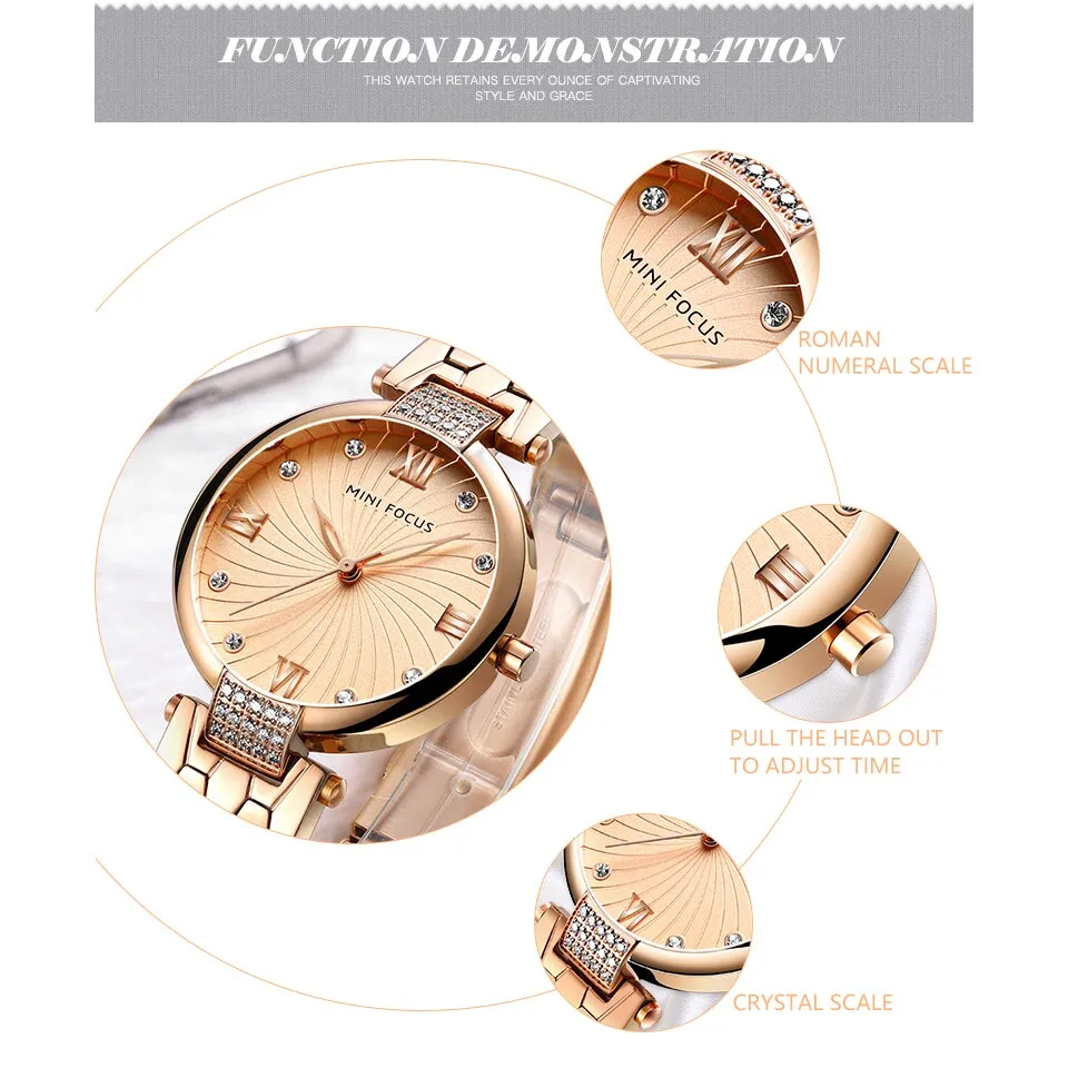 MINI FOCUS Brand Luxury Fashion Women Quartz Watches Ladies Dress Watch Women&#39;s Wristwatch Rose Gold Reloj Mujer Dames Horloges