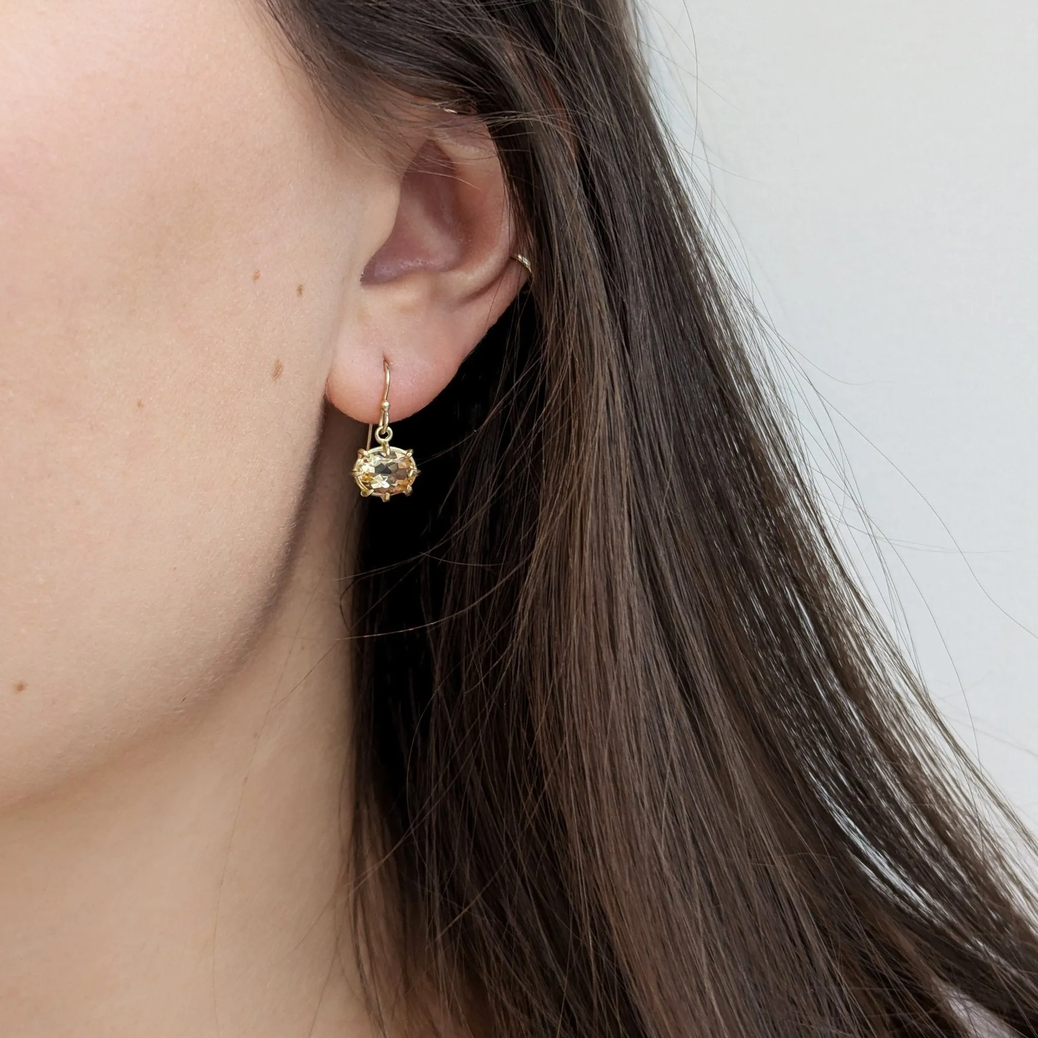 Mini Oval Faceted Citrine Earrings