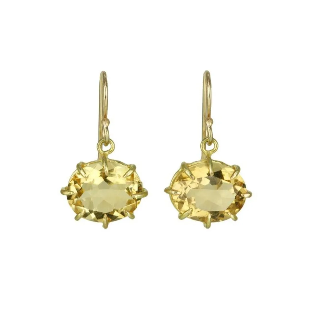 Mini Oval Faceted Citrine Earrings