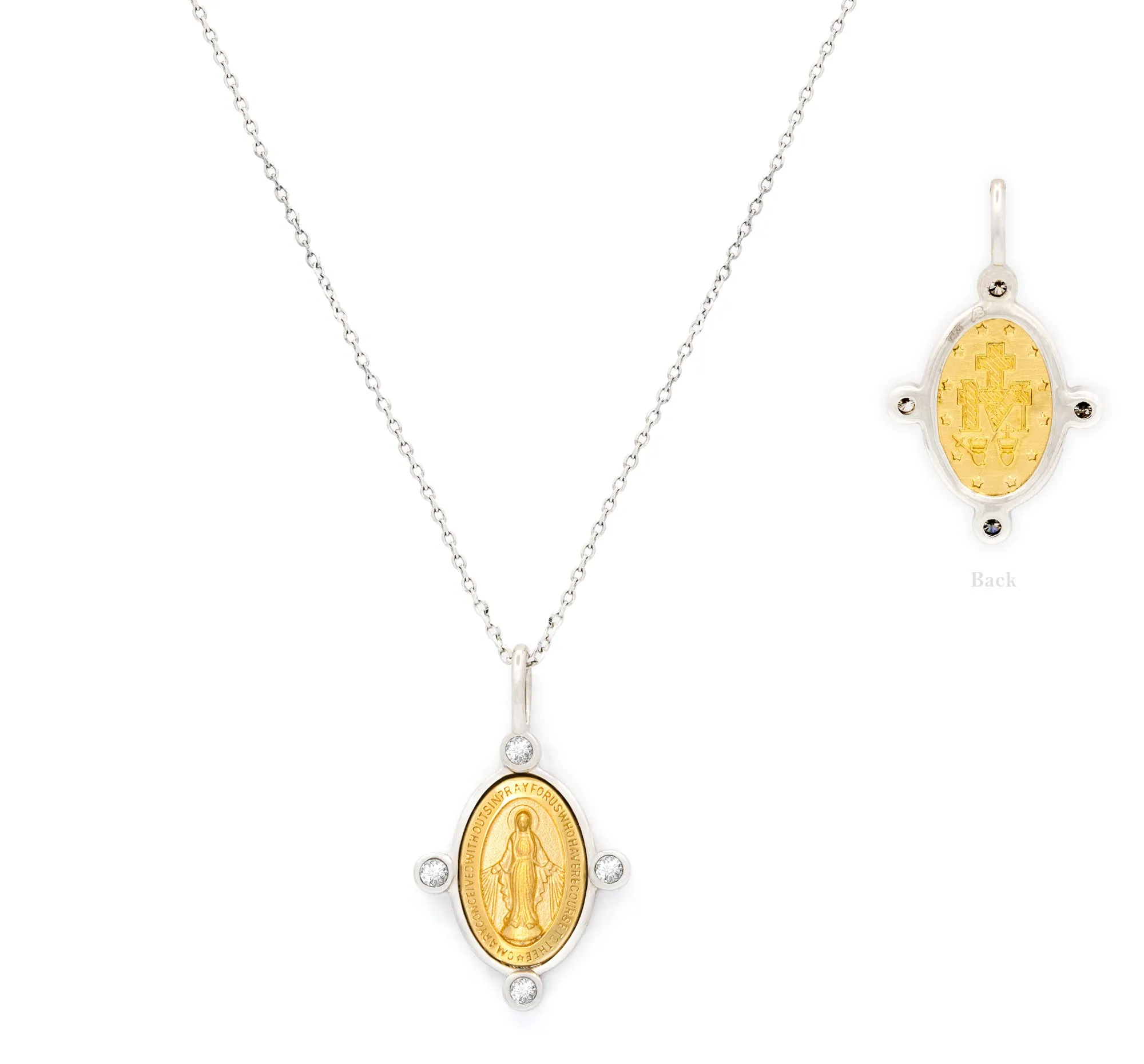 Miraculous Medal with Diamonds Necklace