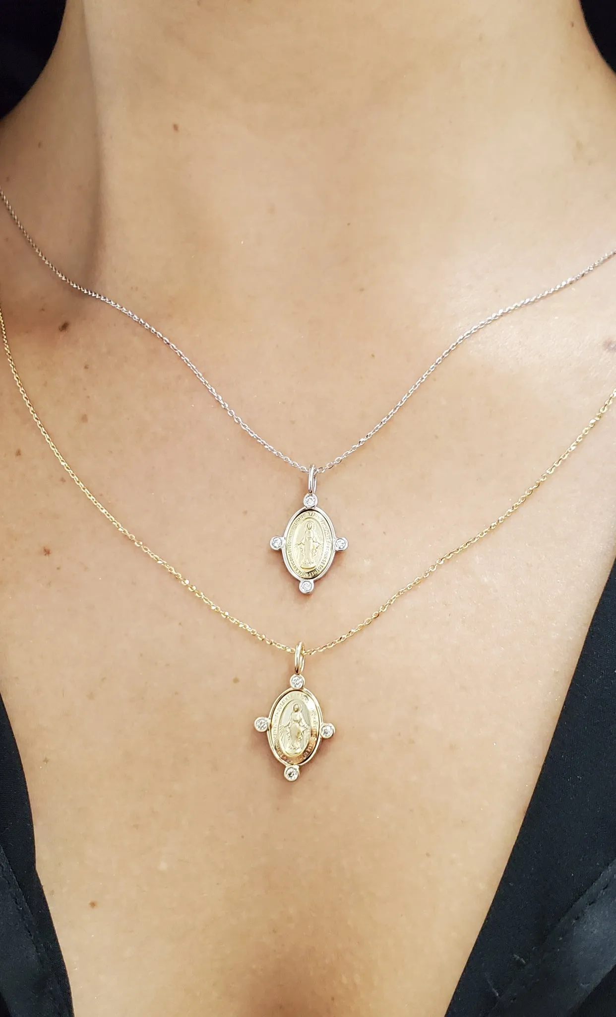 Miraculous Medal with Diamonds Necklace