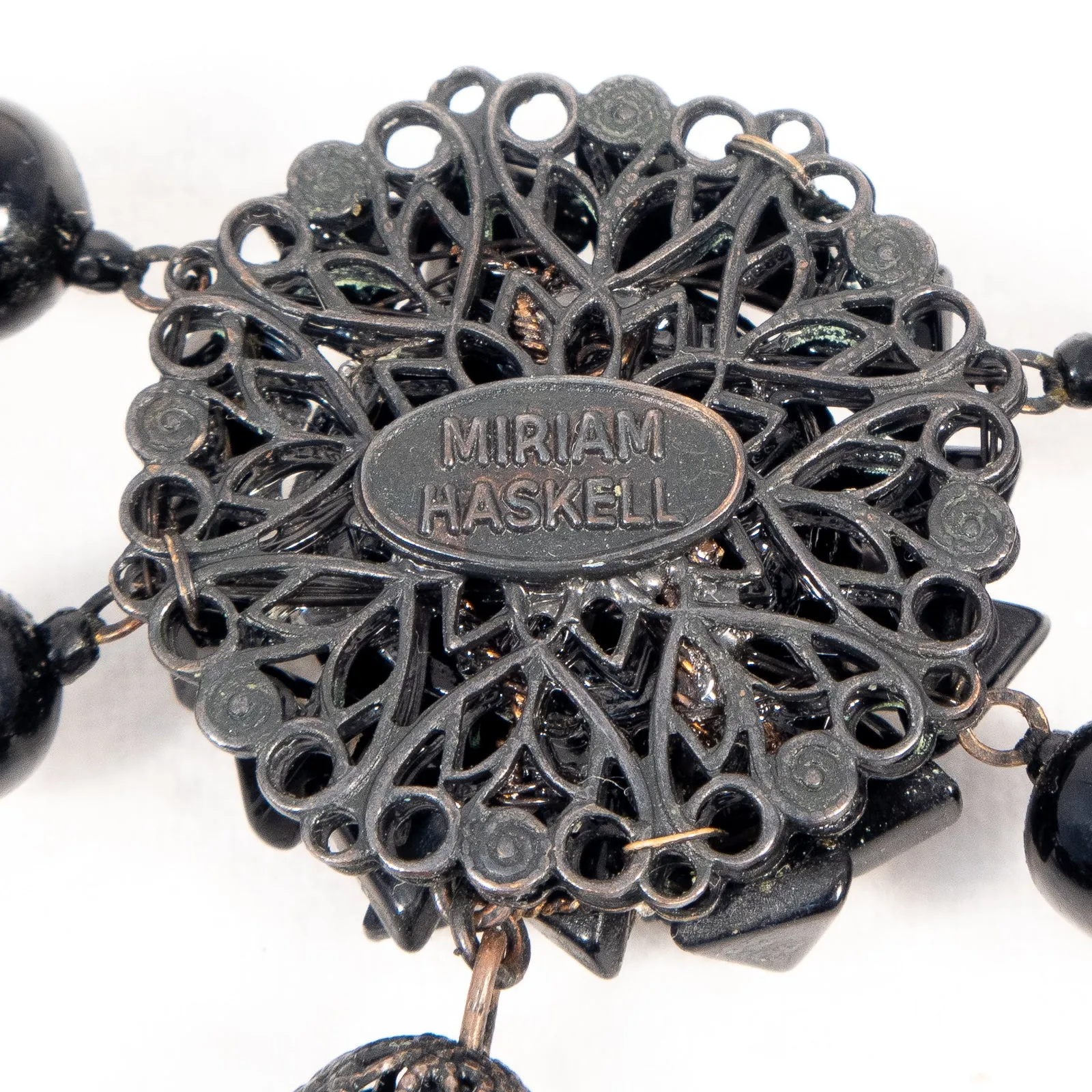 Miriam Haskell Black Drop Choker Necklace