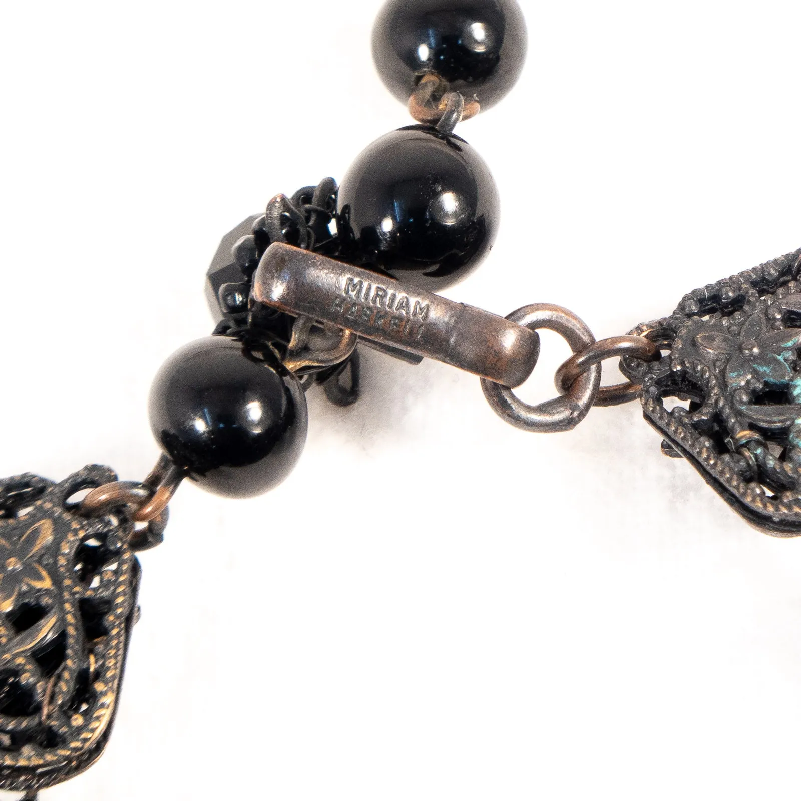 Miriam Haskell Black Drop Choker Necklace