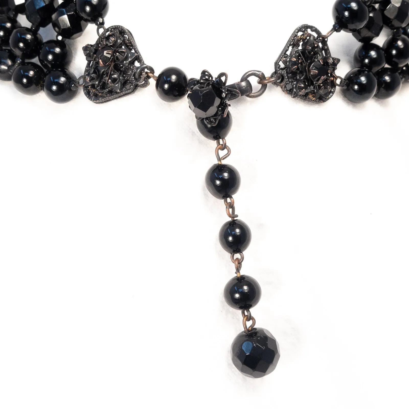 Miriam Haskell Black Drop Choker Necklace