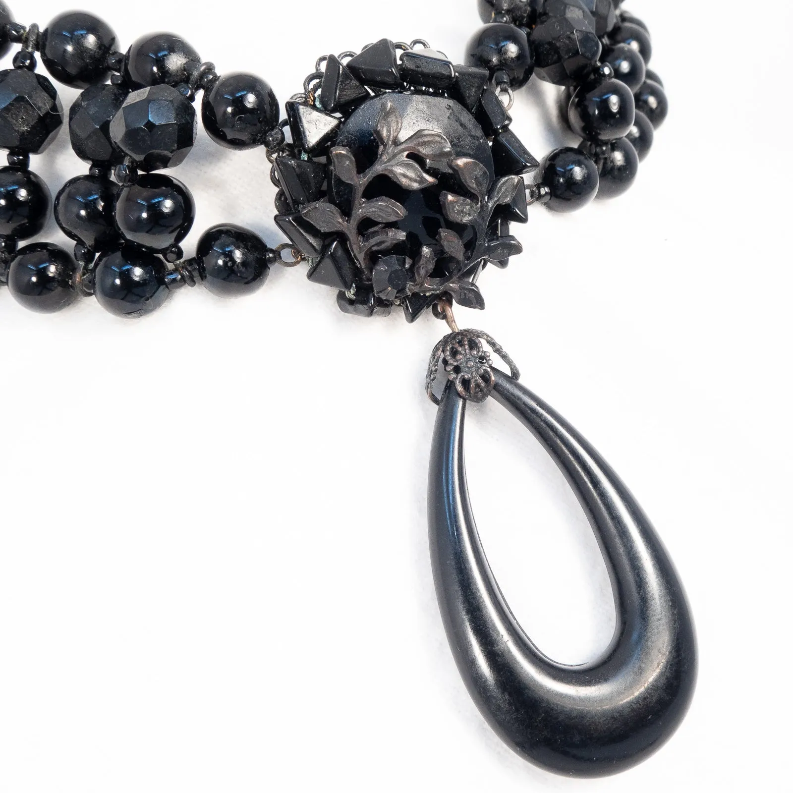 Miriam Haskell Black Drop Choker Necklace
