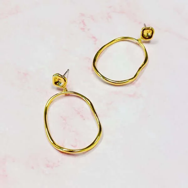 Modern Molten Oval Drop Earrings