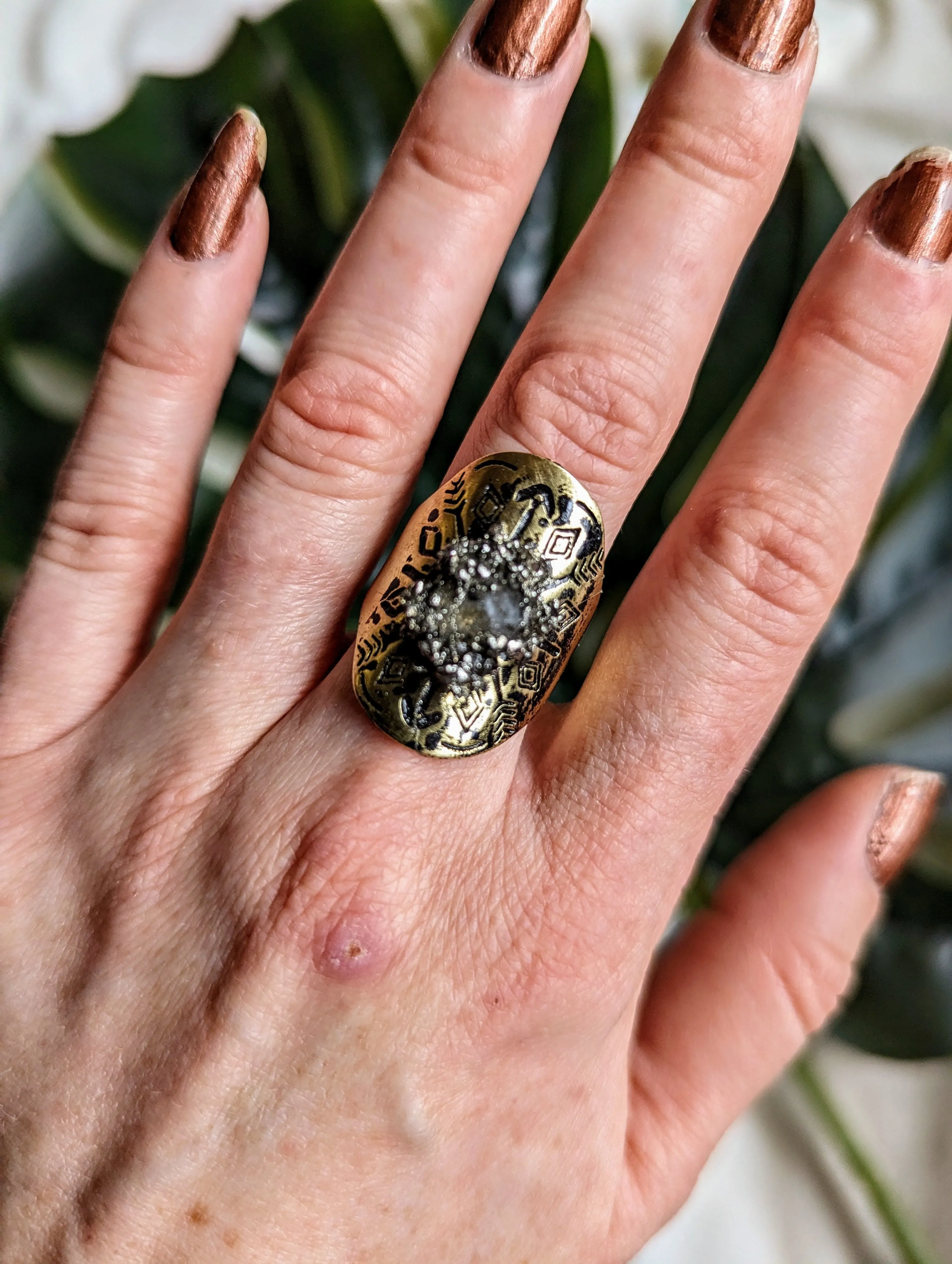 Moonstone Stamped Ring