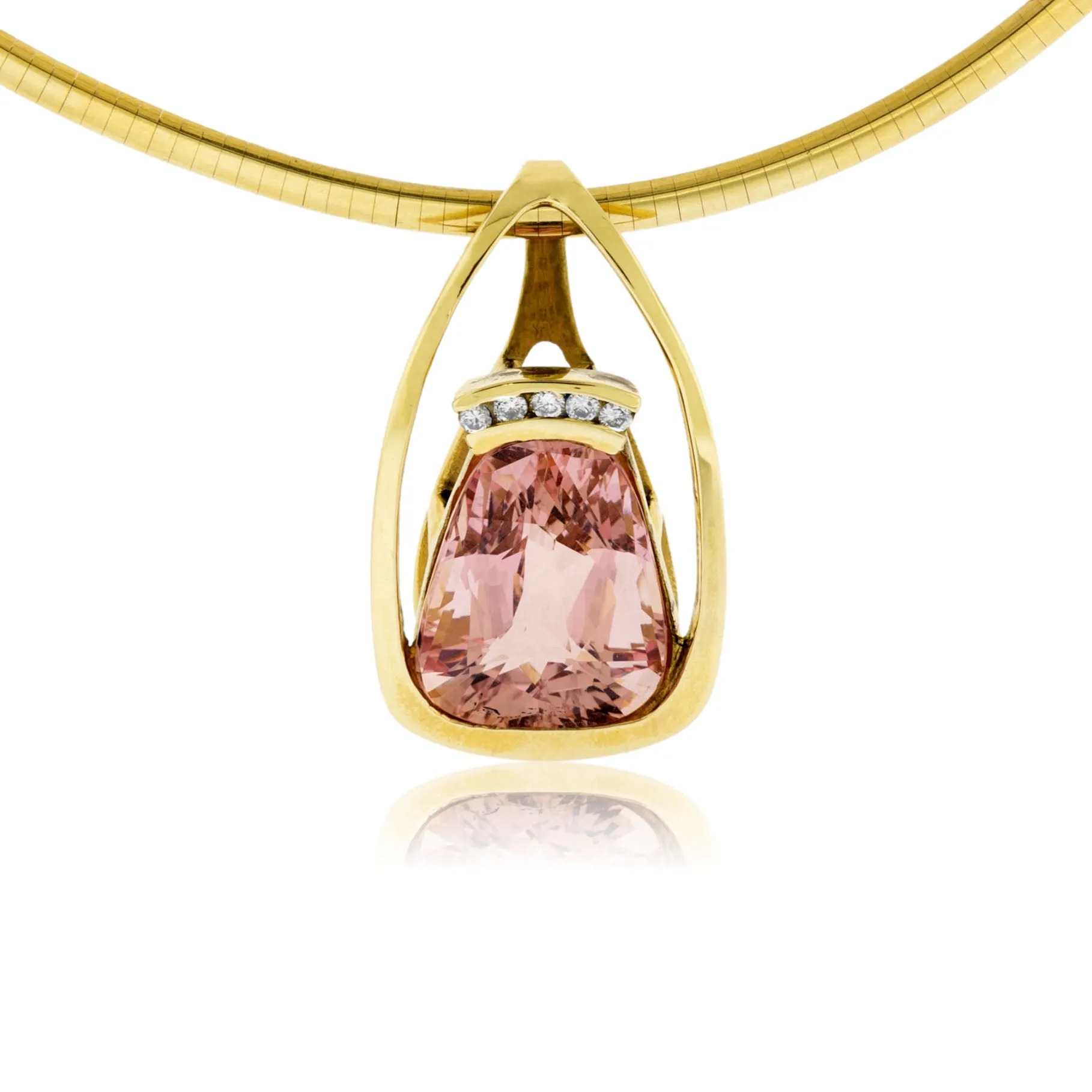 Morganite and Diamond Contemporary Style Wow Pendant
