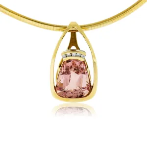 Morganite and Diamond Contemporary Style Wow Pendant