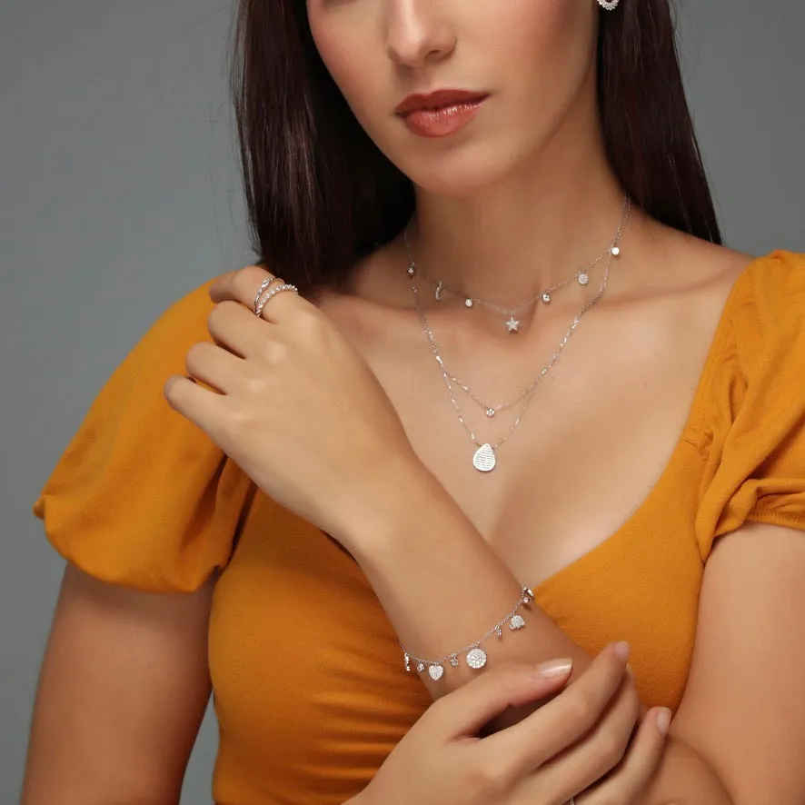 Multi Charm CZ Bracelet - Gold or Silver