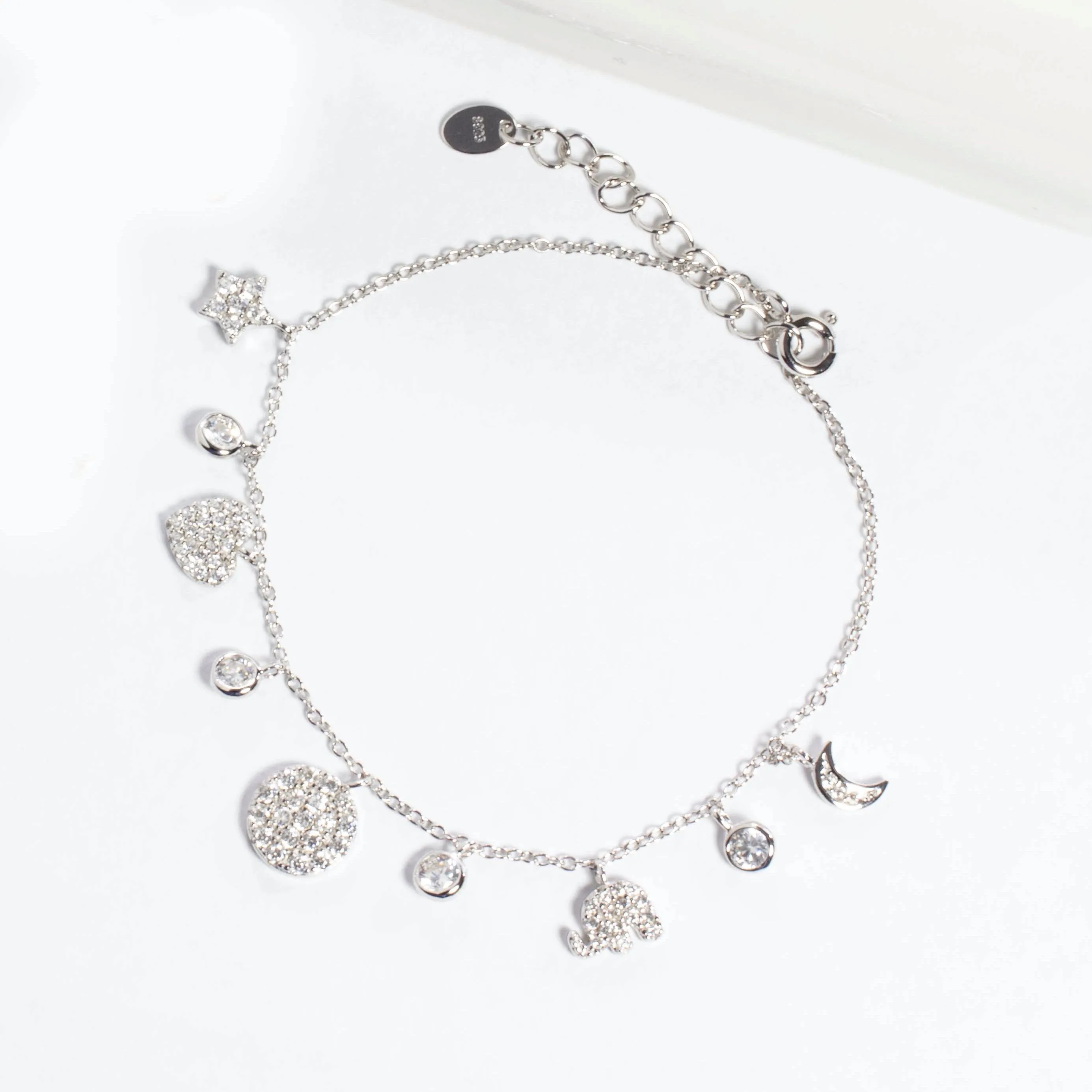 Multi Charm CZ Bracelet - Gold or Silver