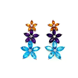 Multi Colour Stones Earring in .925 Sterling Silver KST - 56950