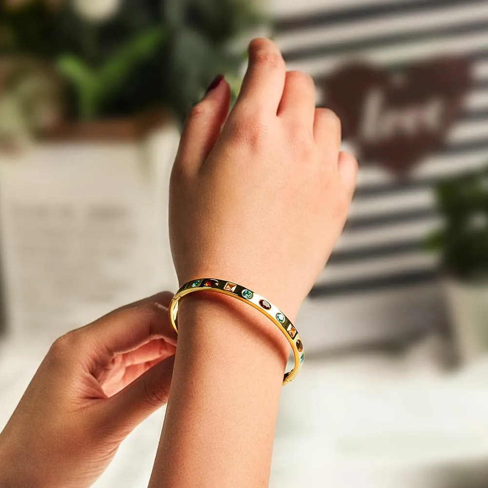 Multi-Stone Hinge Bangle  (available in 3 colors)