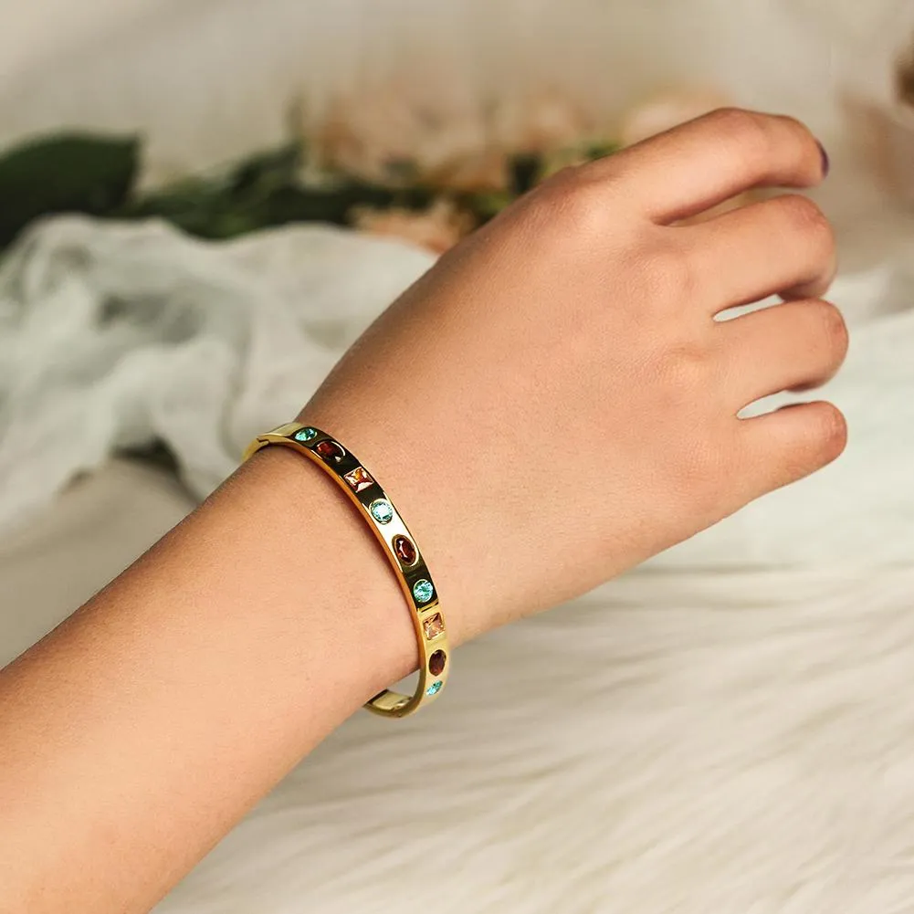 Multi-Stone Hinge Bangle  (available in 3 colors)