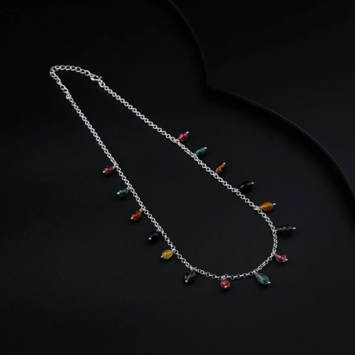 Multicolor Stones Silver Necklace