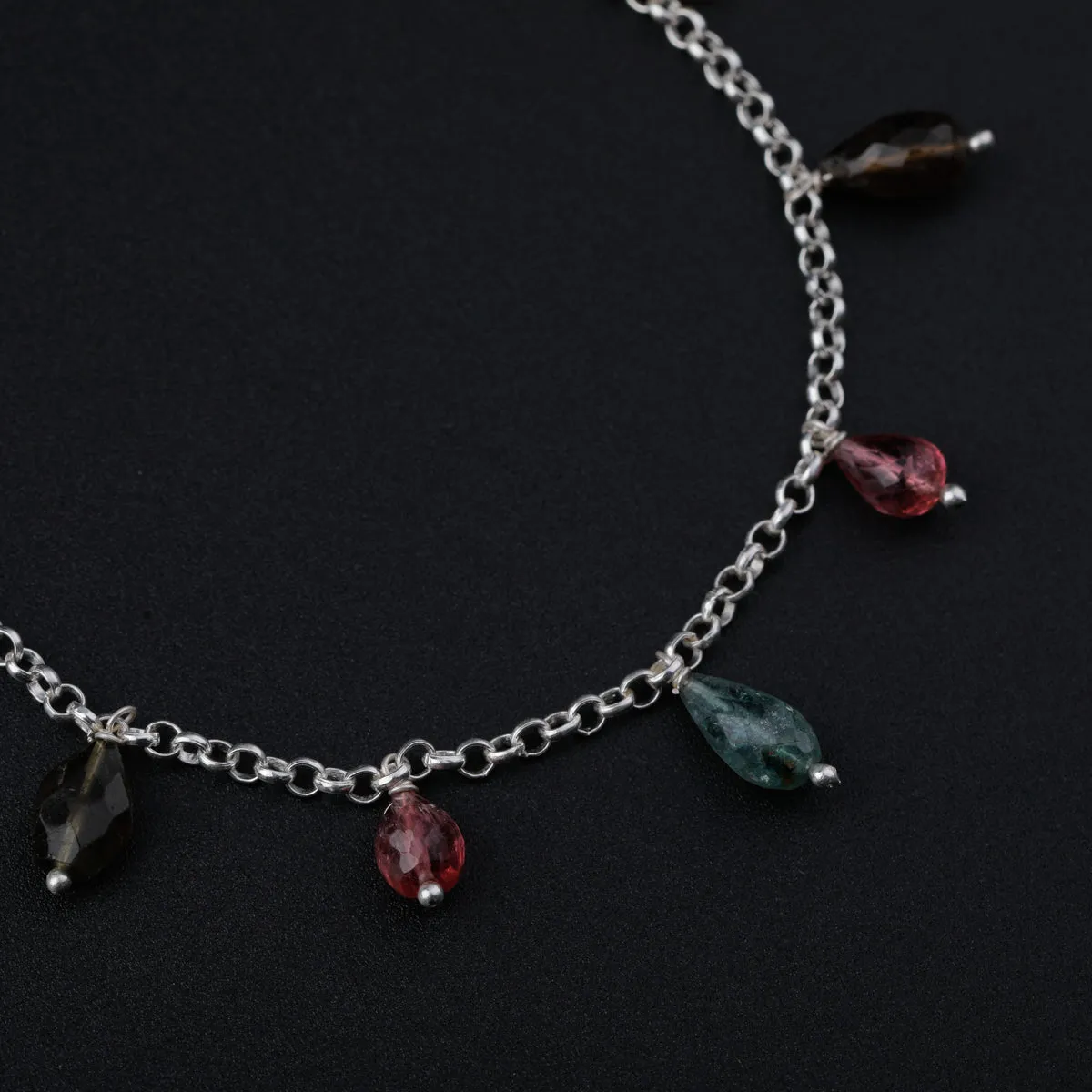Multicolor Stones Silver Necklace