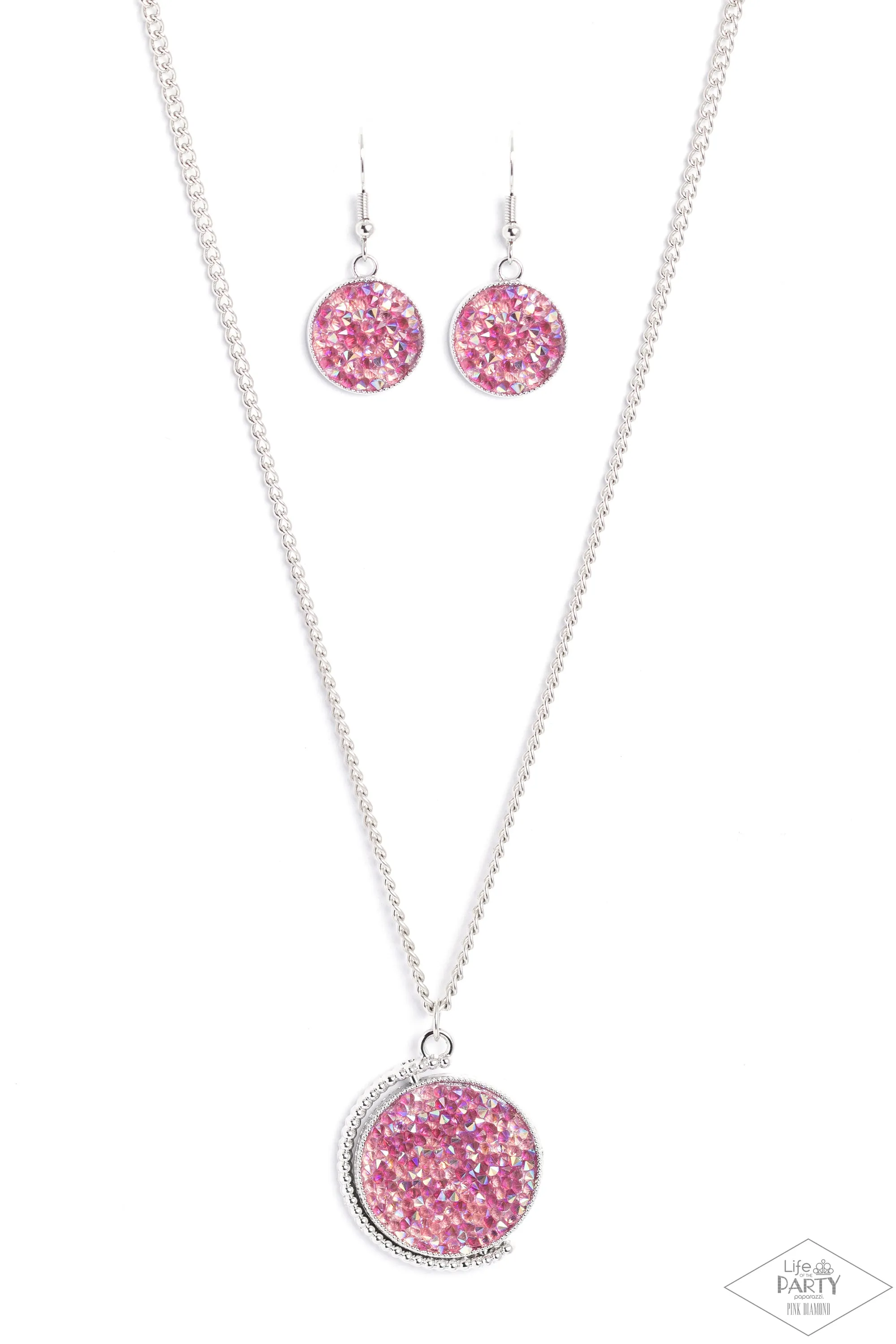 My Moon and Stars - Multi - REVERSIBLE Blue and Pink Rhinestone Paparazzi Short Necklace - Pink Diamond Exclusive