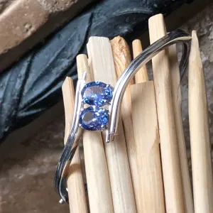 Natural 4ct Blue Tanzanite 925 Solid Sterling Silver Designer Cuff Bracelets