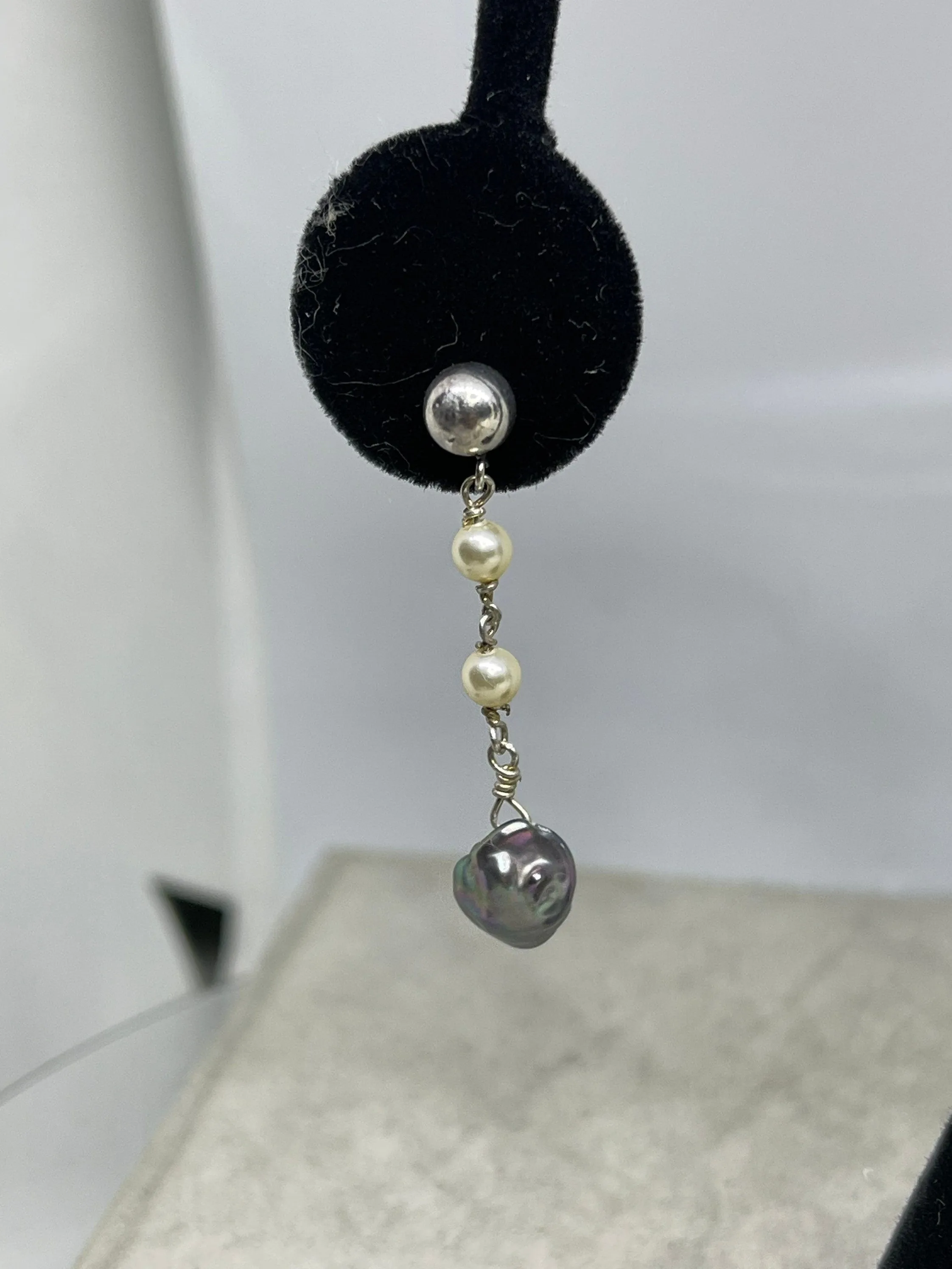 Natural Baroque Freshwater Pearl Sterling Silver Dangle Earrings