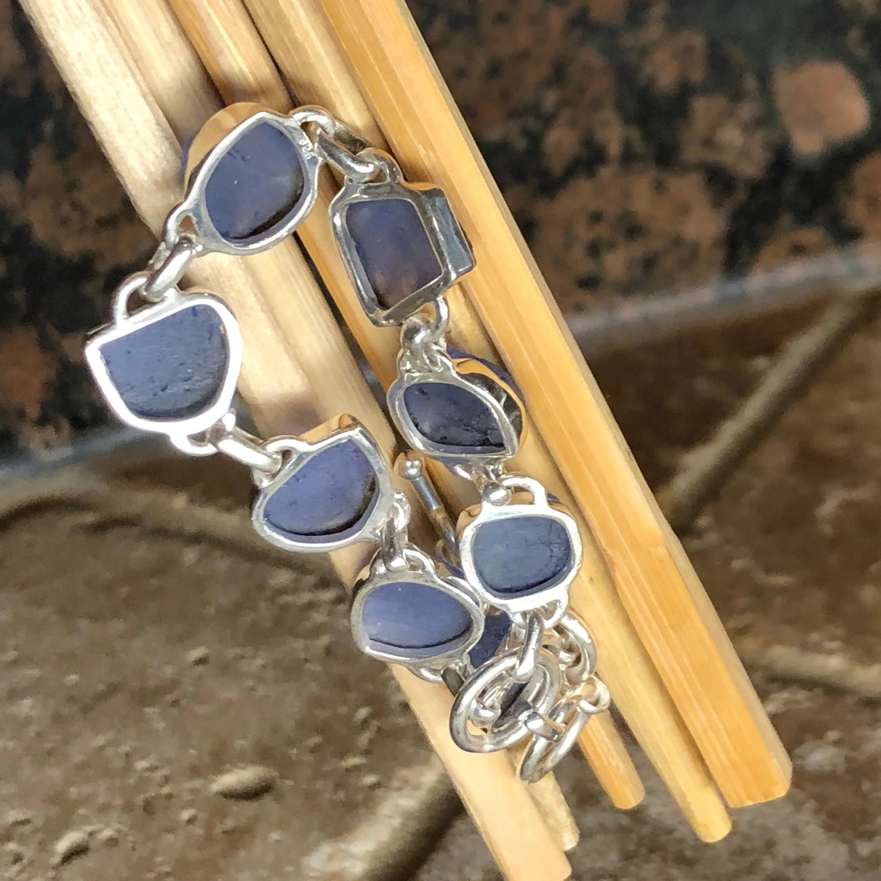 Natural Blue Tanzanite 925 Solid Sterling Silver Bracelets 7"
