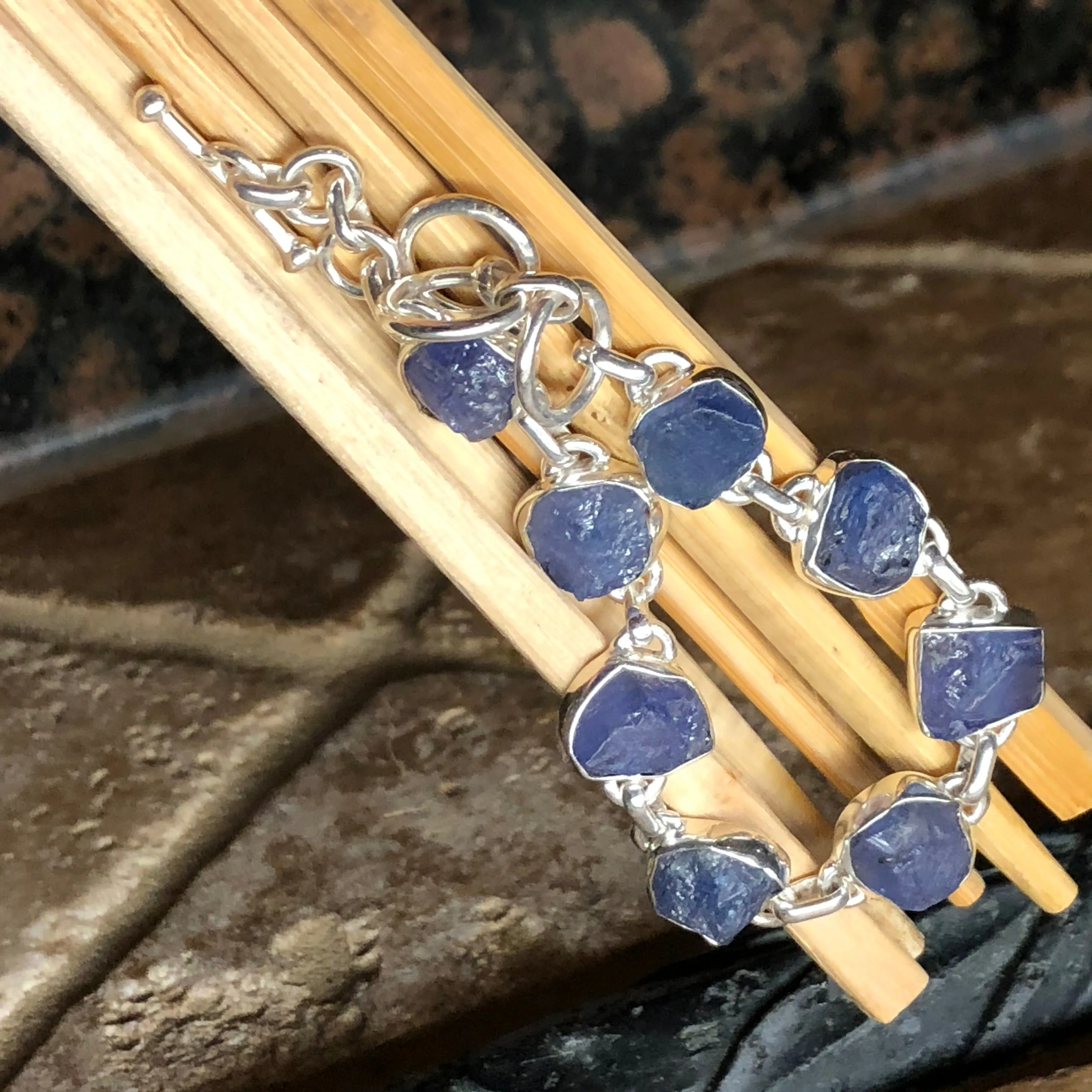 Natural Blue Tanzanite 925 Solid Sterling Silver Bracelets 7"