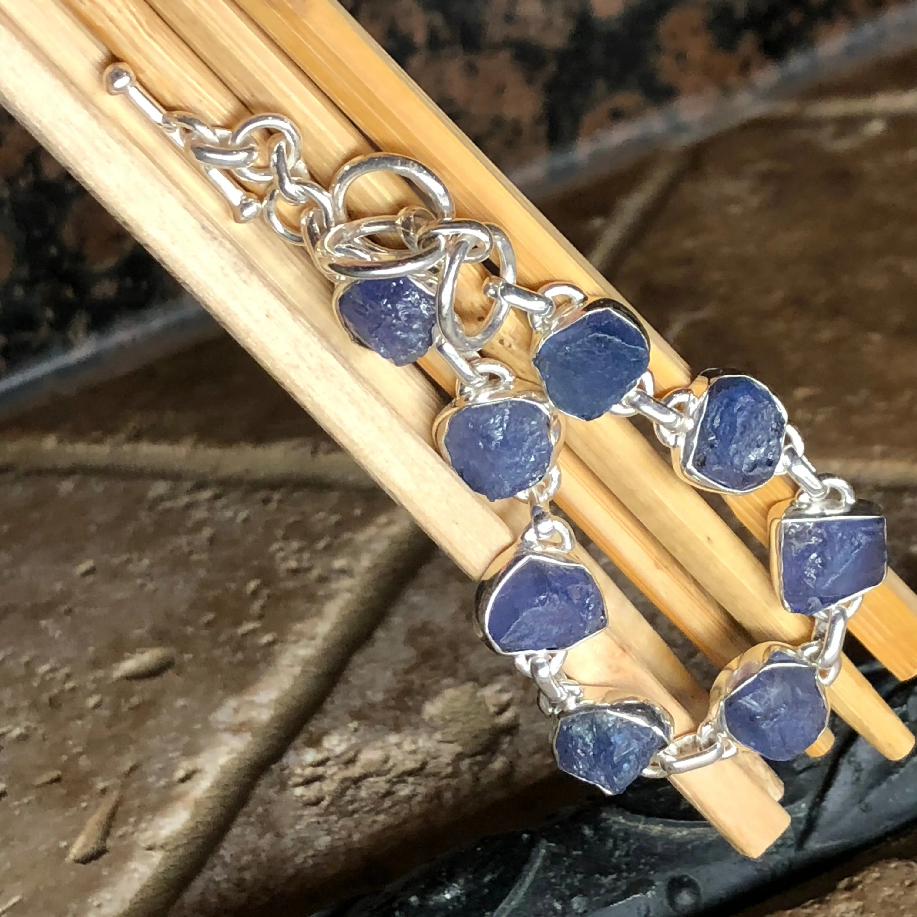 Natural Blue Tanzanite 925 Solid Sterling Silver Bracelets 7"