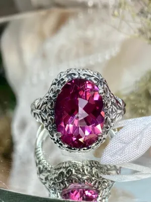 Natural Pink Topaz Butterfly Ring, Size 7, Oval Gemstone, Art Nouveau Vintage Ring, D79