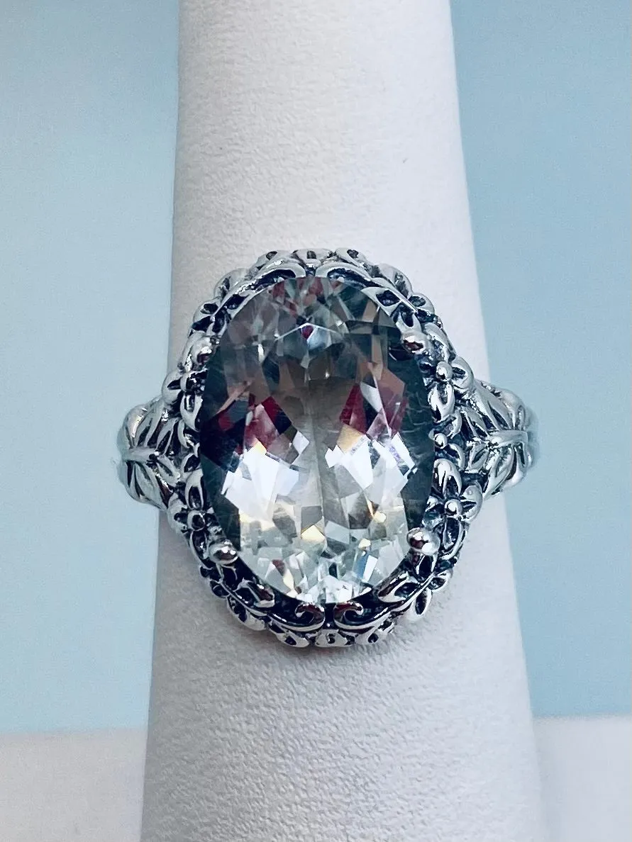 Natural White Topaz Butterfly Ring, Oval Gemstone, Art Nouveau Vintage Ring, D79