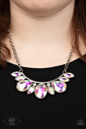 Never SLAY Never - Multi - Iridescent Rhinestone Statement Paparazzi Short Necklace - Pink Diamond Exclusive
