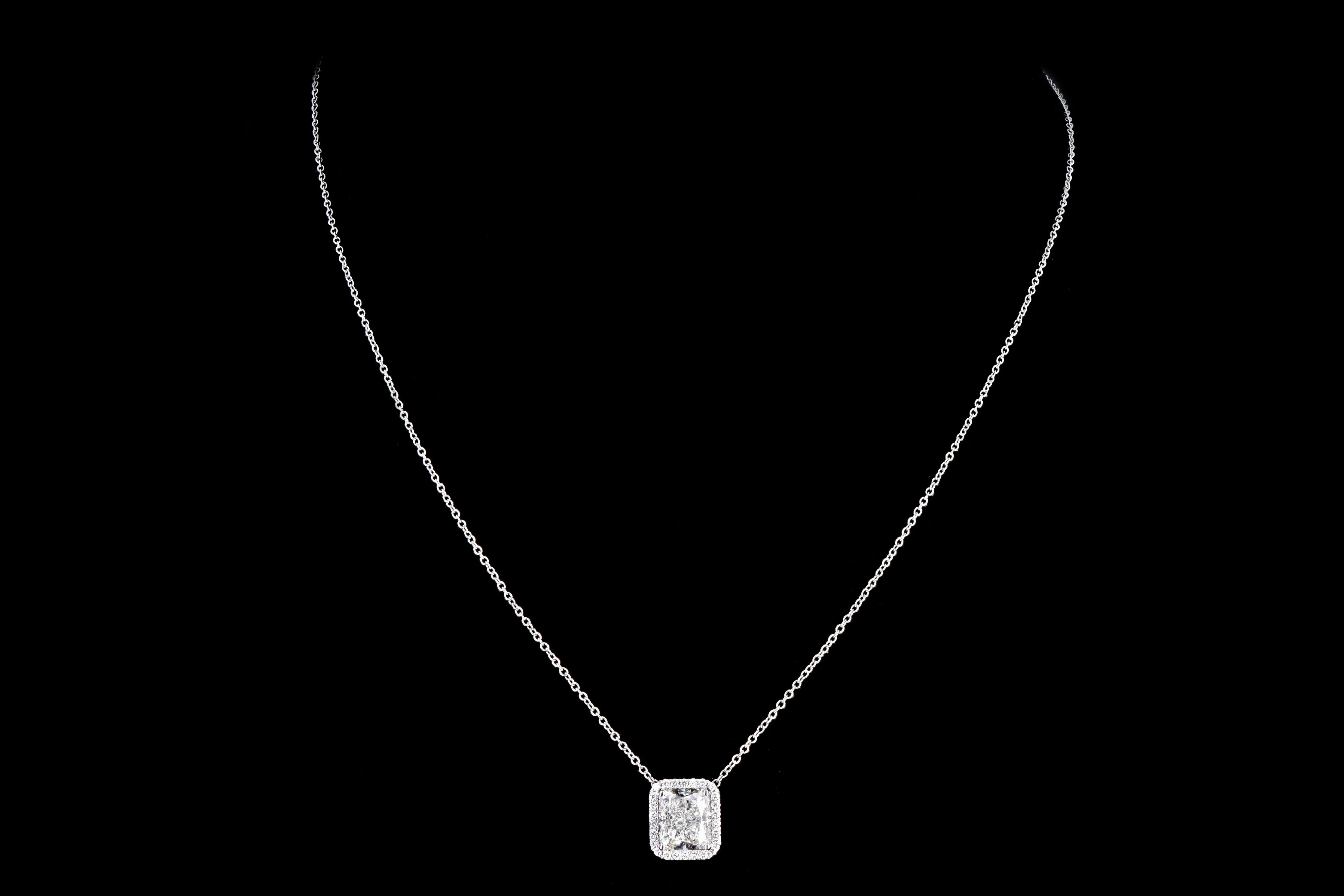 New Platinum 2.43 Carat Radiant Cut Diamond Pendant Necklace GIA Certified