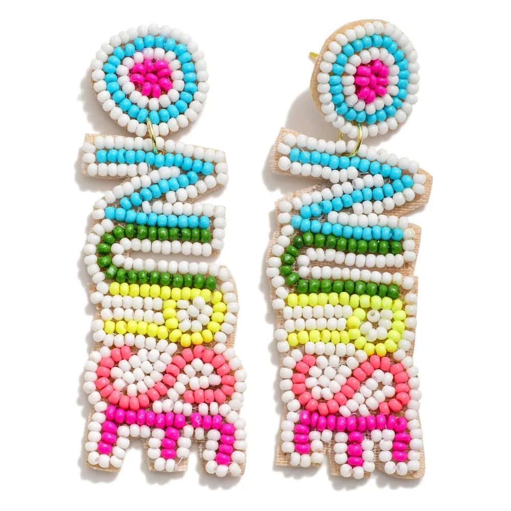 Nurse Bright Seed Beaded Drop Earrings S