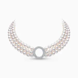 O by Yoko 18K White Gold Akoya Pearl and Diamond Choker