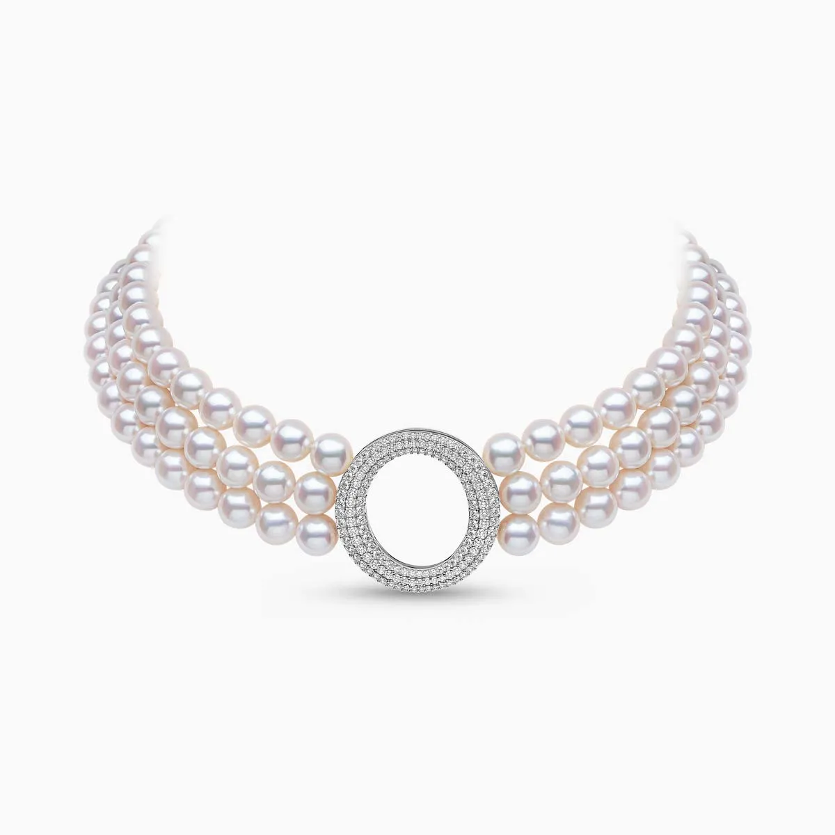 O by Yoko 18K White Gold Akoya Pearl and Diamond Choker