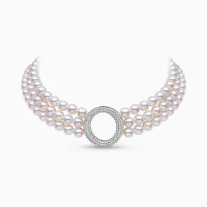 O by Yoko 18K White Gold Akoya Pearl and Diamond Choker