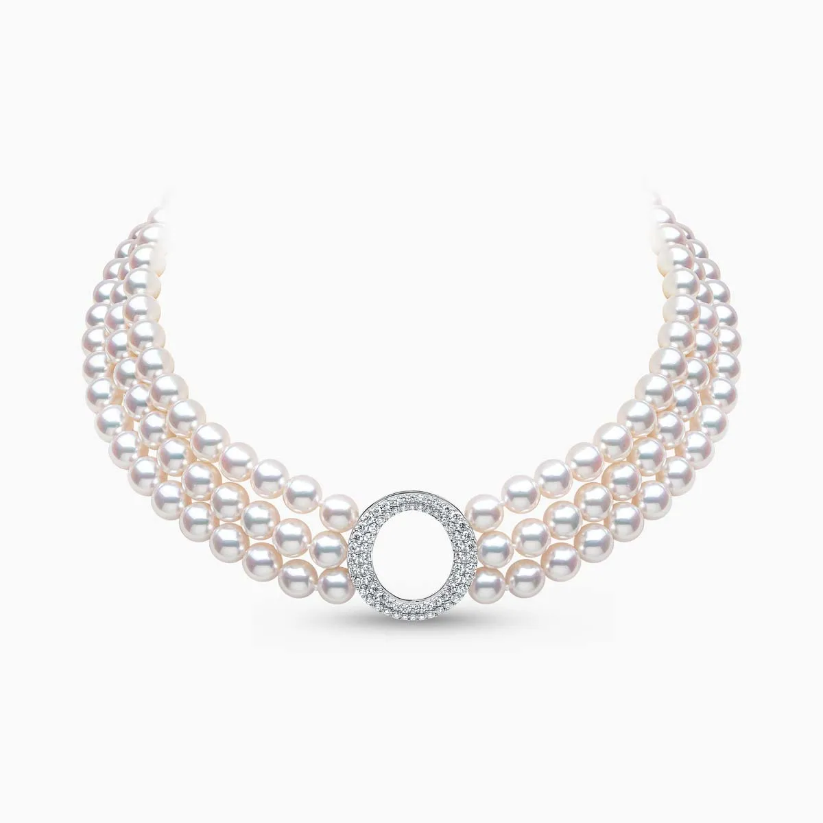 O by Yoko 18K White Gold Akoya Pearl and Diamond Choker
