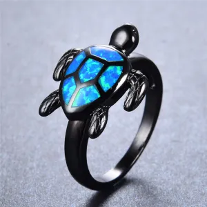 Ocean Opal Black Turtle Ring