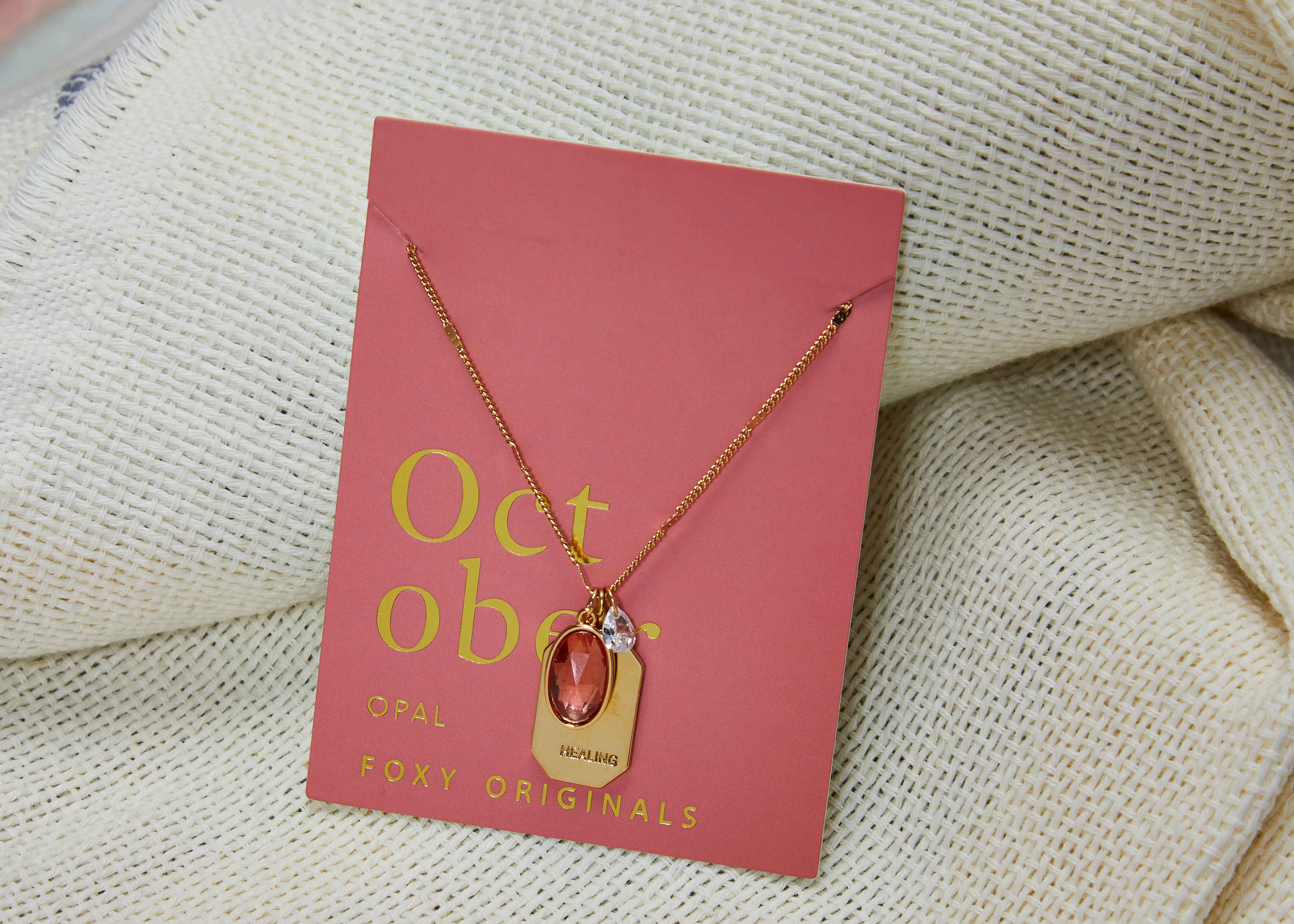 October Birthstone Necklace in Gold
