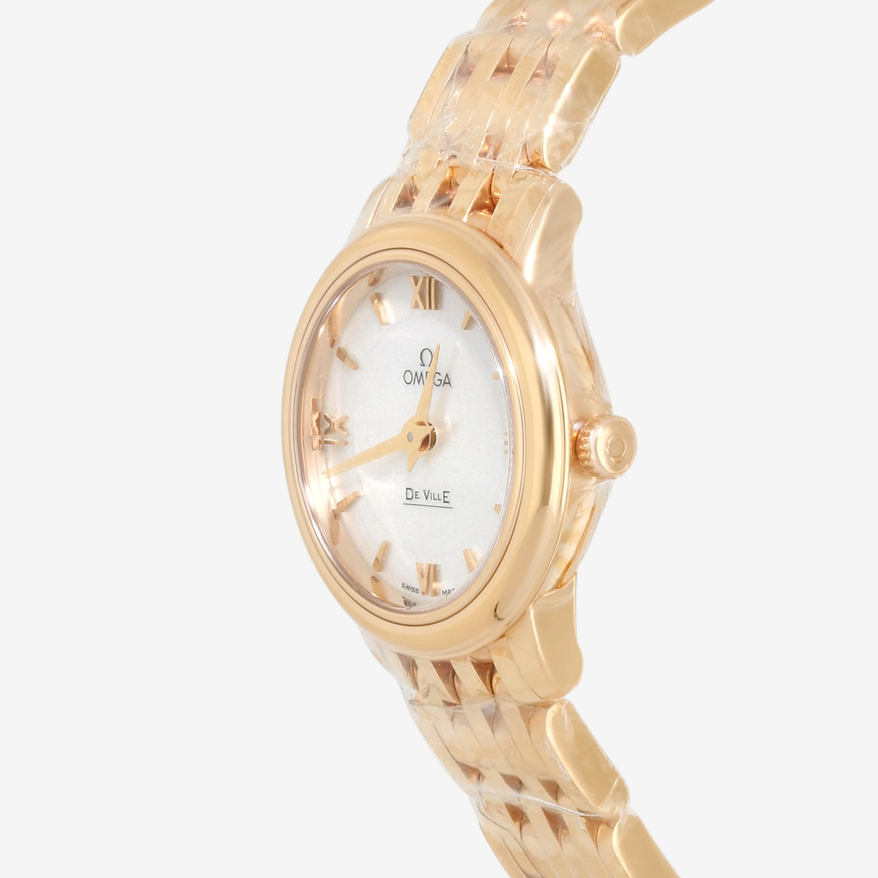 Omega De Ville Prestige 18K Rose Gold Mother Of Pearl Quartz Ladies Watch 424.50.24.60.05.002