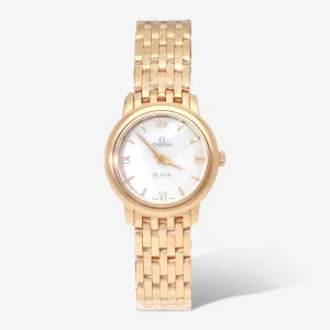 Omega De Ville Prestige 18K Rose Gold Mother Of Pearl Quartz Ladies Watch 424.50.24.60.05.002