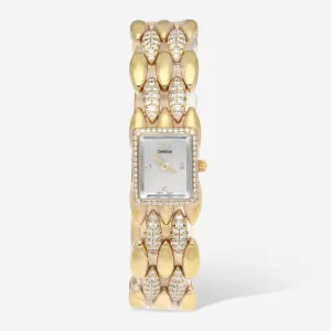 Omega Joaillerie 18K Yellow Gold Diamond Quartz Ladies Watch 6927.75.00