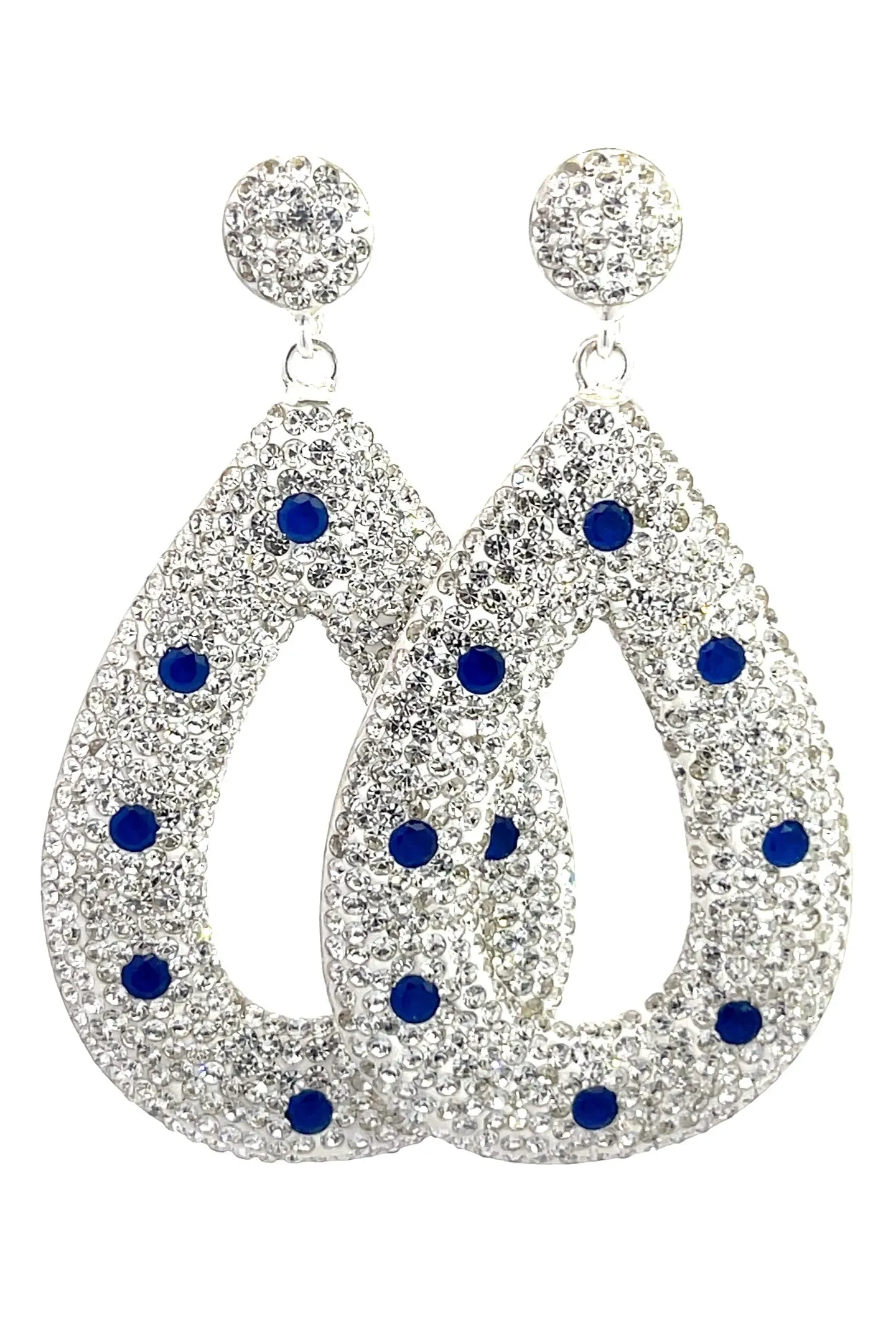 Open Teardrop Gemstone 925 Sterling Silver Statement Earring