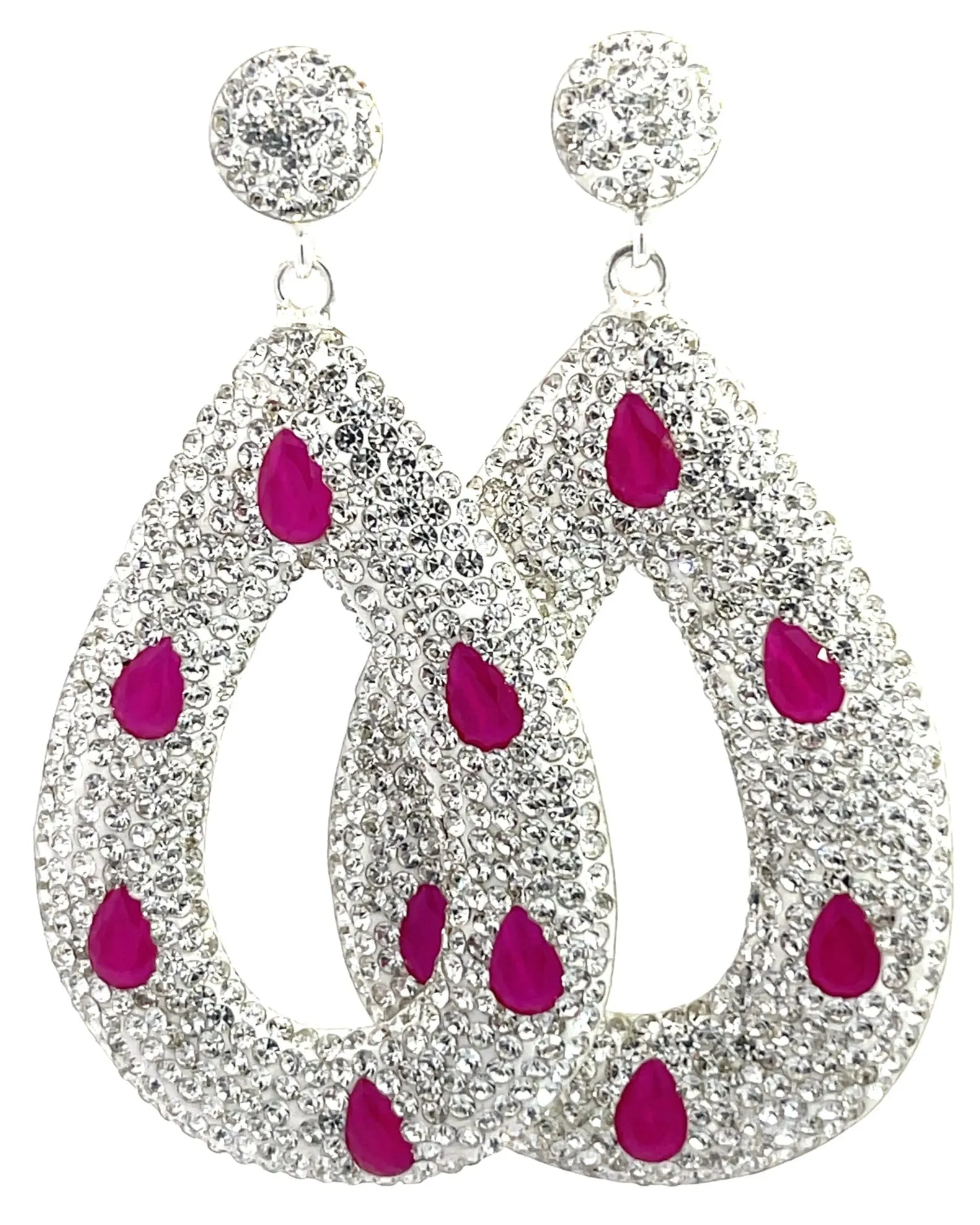 Open Teardrop Gemstone 925 Sterling Silver Statement Earring