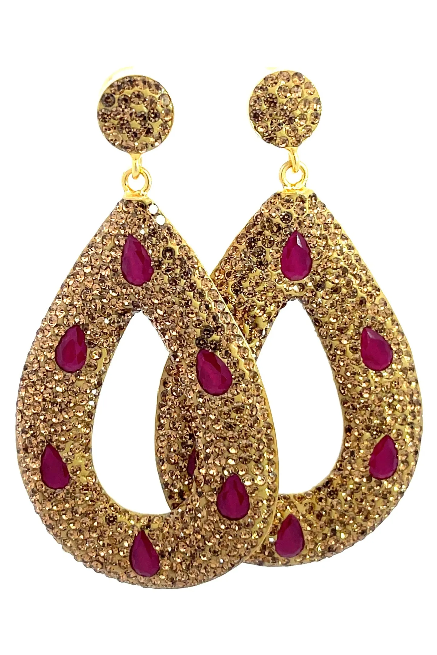Open Teardrop Gemstone 925 Sterling Silver Statement Earring