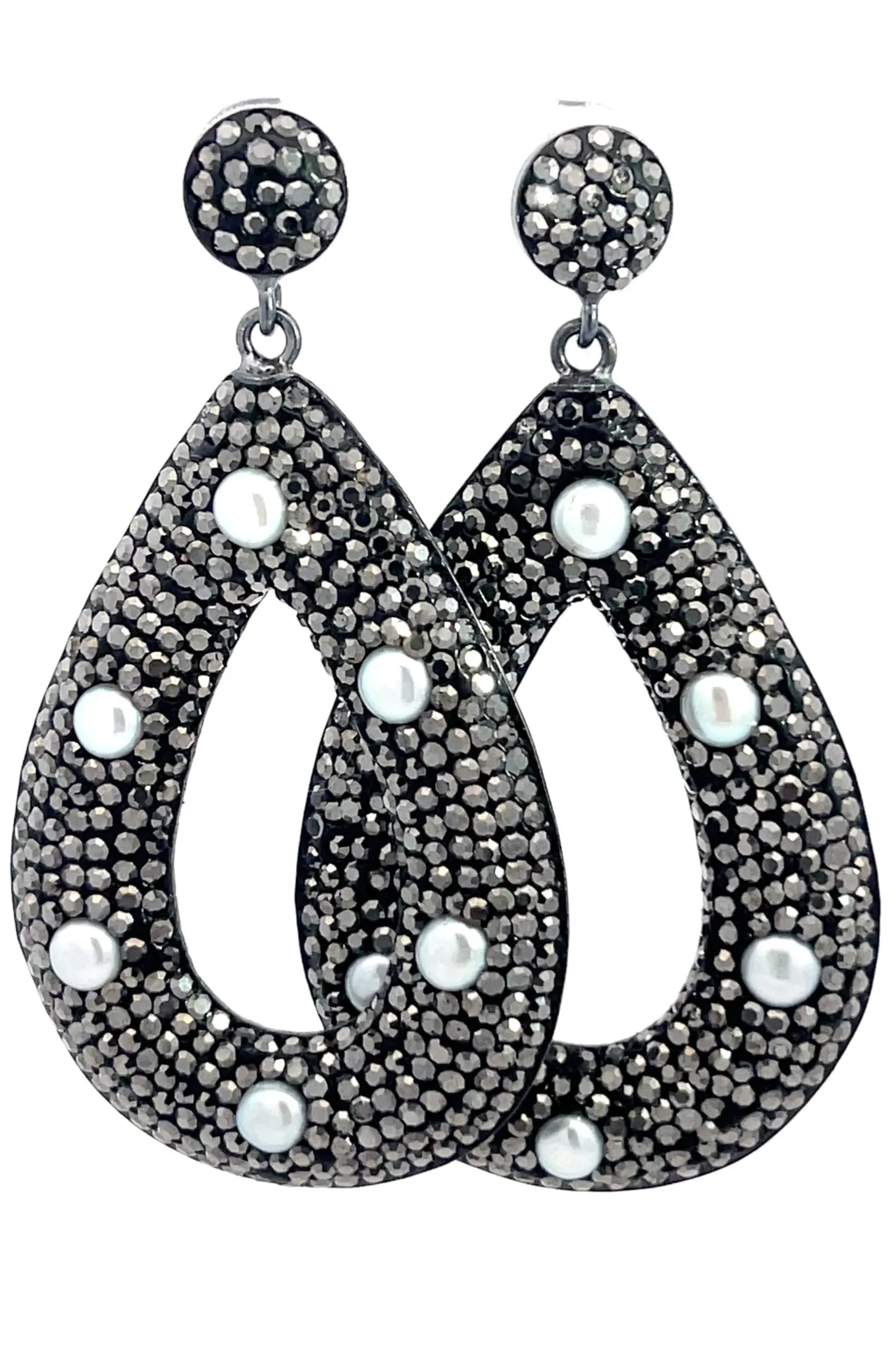 Open Teardrop Gemstone 925 Sterling Silver Statement Earring