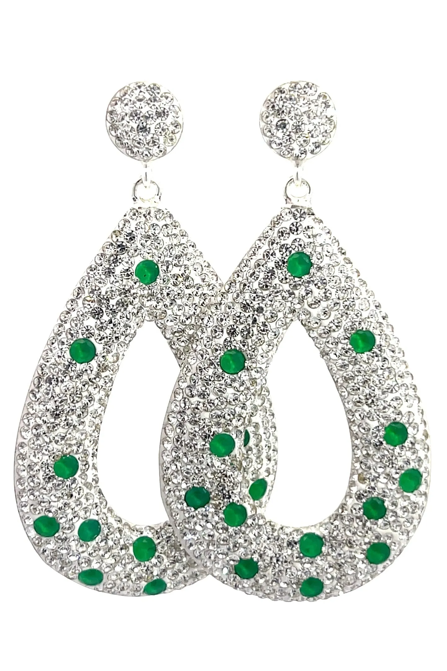Open Teardrop Gemstone 925 Sterling Silver Statement Earring