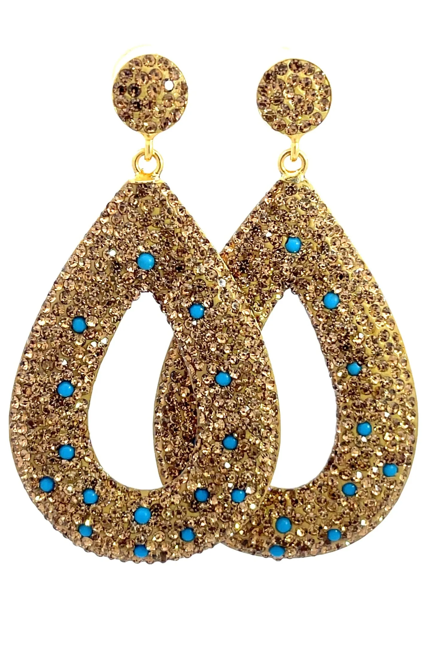 Open Teardrop Gemstone 925 Sterling Silver Statement Earring